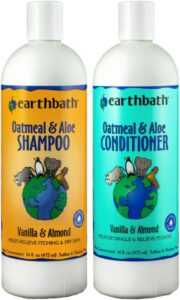 Earthbath oatmeal and aloe pet shampoo and conditioner set.