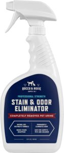 Pet stain and odor remover spray bottle.