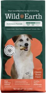 Wild Earth plant-based dog food package.
